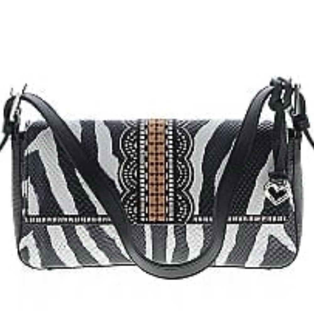 NWOT BRIGHTON African Stories TARINA Zebra PRINT Embossed short shoulder bag